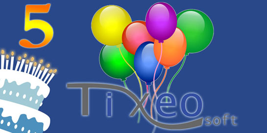 Tixeo fête aujourd'hui ses 5 ans ! Toute l'équipe en profite pour remercier les nombreuses personnes qui ont contribué à la réussite de nos projets communs.