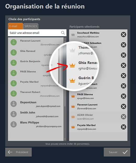 Interface délégation des droits tixeo