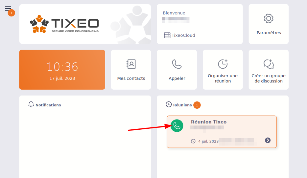 Application Tixeo / Rejoindre une réunion
