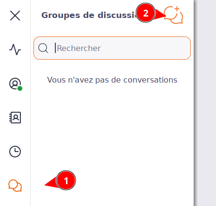 Application / Menu / Créer un groupe de discussion.