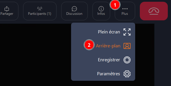 Application /  Bouton "Arrière-plan" en réunion