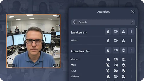Conférence Tixeo — présentateur et liste des participants connectés